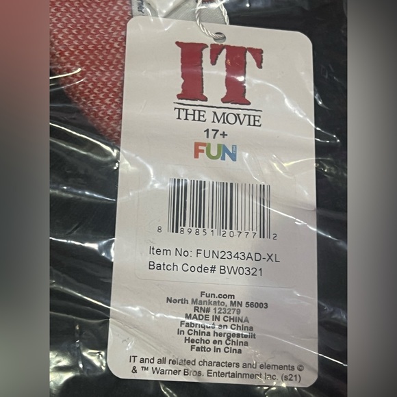 NWT-Fun IT the movie Pennywise ugly sweater size XL - Picture 7 of 9